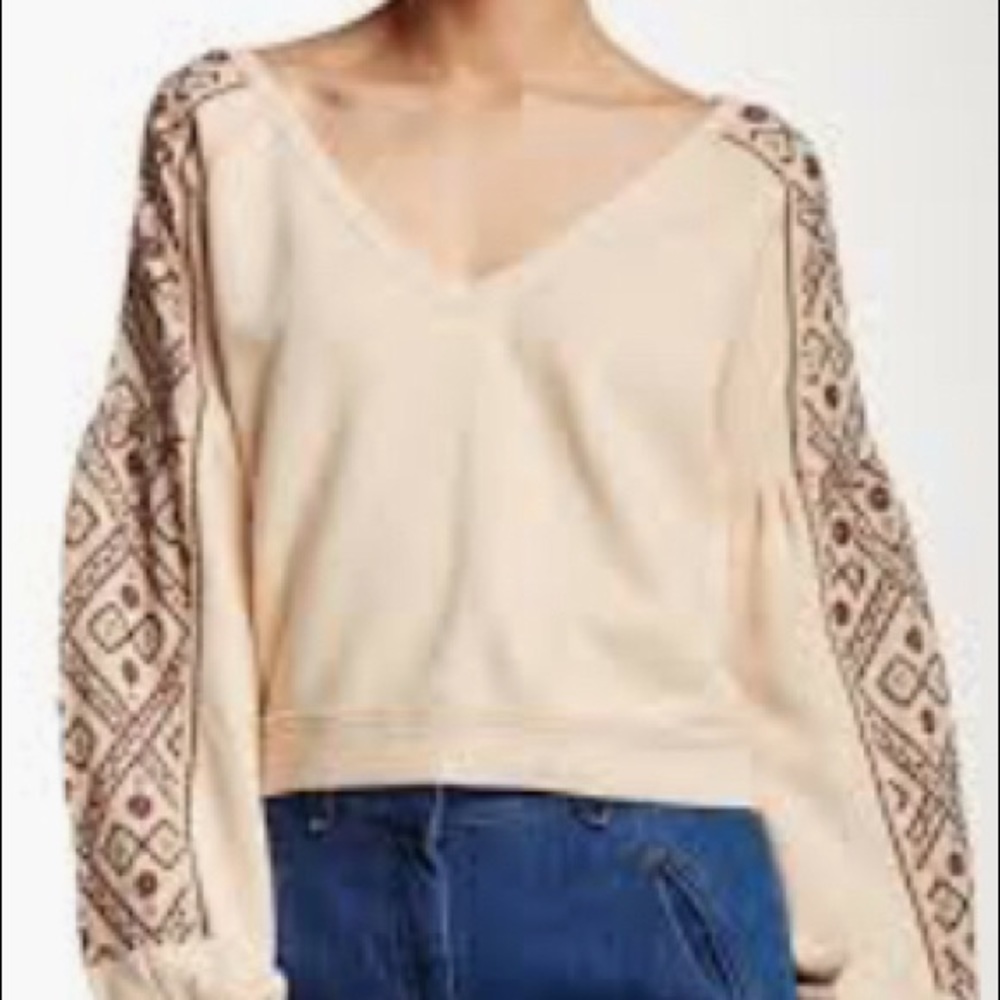FREE PEOPLE Senorita' Cropped Pullover Sweatshirt - Picture 4 of 6